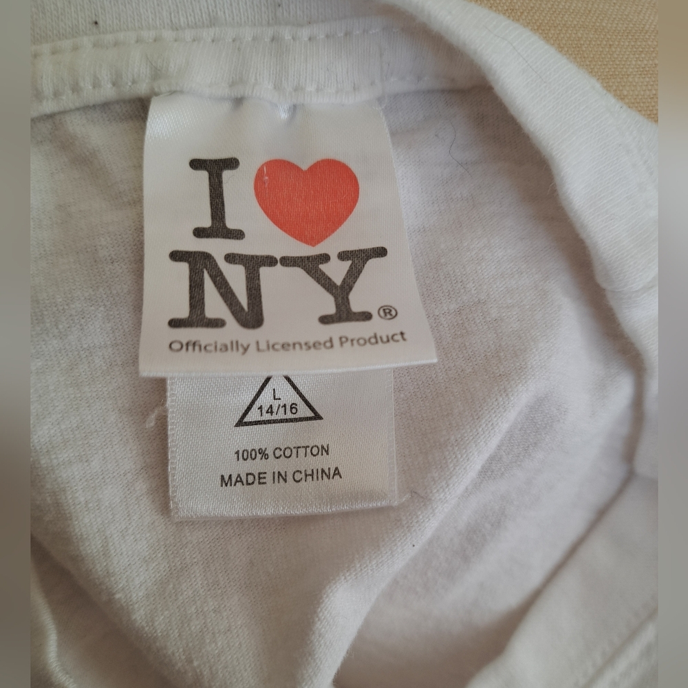 I Love NY Kids White T-Shirt LG 14/16 - Picture 2 of 2
